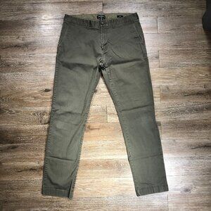 J Crew Mercantile Flex Chino Pants Men 34x31 Olive Green Flat Front Straight Fit